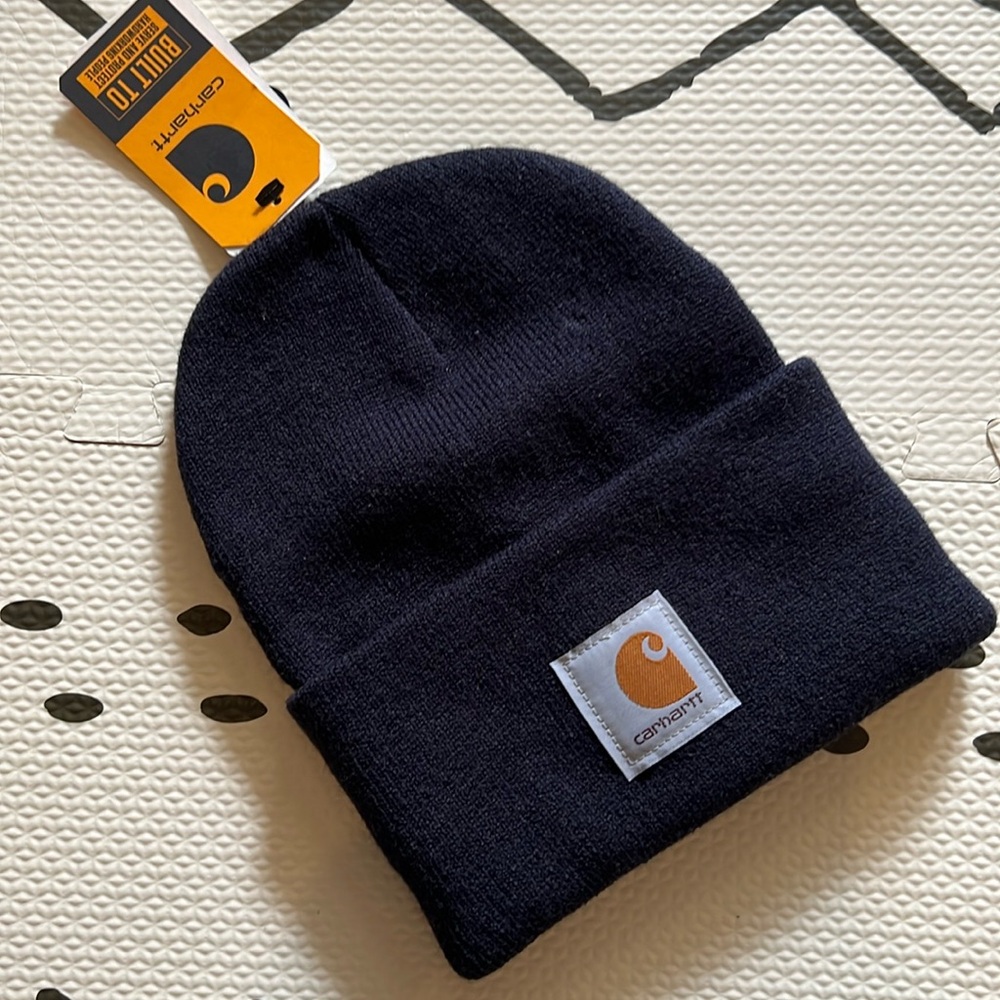 Carhartt Navy Blue Beanie; Knit cuffed beanie Model: A18; NWT